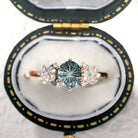Vintage Briar Rose Starlight Round Green Lab Sapphire Engagement Ring - Orlina Jewelry