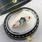 Vintage Briar Rose Starlight Round Green Lab Sapphire Engagement Ring - Orlina Jewelry
