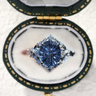Vintage Briar Rose Starlight Three Stone Oval Blue Lab Sapphire Ring - Orlina Jewelry