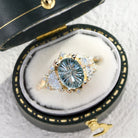 Vintage Elvindell Starlight Oval Light Green Lab Sapphire Ring - Orlina Jewelry