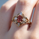Vintage Enchanted Elvindell Starlight Emerald Cut Padparadscha Ring - Orlina Jewelry