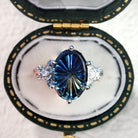 Vintage Enchanted Moon Starlight Oval Blue Lab Sapphire Ring - Orlina Jewelry