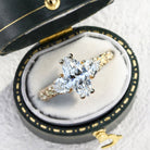Vintage Marquise Moissanite Engagement Ring with Trillion Side Stones - Orlina Jewelry