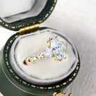 Vintage Marquise Moissanite Engagement Ring with Trillion Side Stones - Orlina Jewelry
