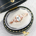 Vintage Oval Moissanite Engagement Ring with Lab Peach Sapphire - Orlina Jewelry