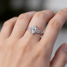 Vintage Pear Moissanite Engagement Ring with Pink Sapphire - Orlina Jewelry