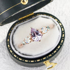 Vintage Pink Pear Sapphire and Moissanite Engagement Ring - Orlina Jewelry