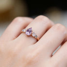 Vintage Pink Pear Sapphire and Moissanite Engagement Ring - Orlina Jewelry