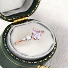 Vintage Pink Pear Sapphire and Moissanite Engagement Ring - Orlina Jewelry