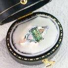 Vintage Solitaire Starlight Emerald Cut Green Lab Sapphire Ring - Orlina Jewelry