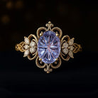 Vintage Twilight Vow Starlight Oval Purple Lab Sapphire Ring - Orlina Jewelry