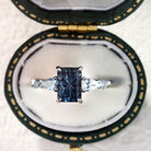 Vintage Unique Five Stone Emerald Cut Blue Lab Sapphire Ring - Orlina Jewelry