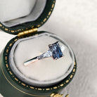 Vintage Unique Five Stone Emerald Cut Blue Lab Sapphire Ring - Orlina Jewelry