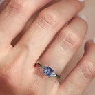 Vintage Unique Modern Cluster Emerald Cut Purple Lab Sapphire Ring - Orlina Jewelry