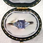 Vintage Unique Modern Cluster Emerald Cut Purple Lab Sapphire Ring - Orlina Jewelry