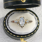 Vintage Unique Moon Starlight Marquise Lab Sapphire Ring - Orlina Jewelry