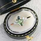 Vintage Unique Starlight Marquise Green Lab Sapphire Engagement Ring - Orlina Jewelry