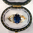 Vintage Unique Starlight Oval Blue Lab Sapphire Engagement Ring - Orlina Jewelry