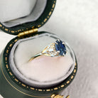 Vintage Unique Starlight Oval Blue Lab Sapphire Engagement Ring - Orlina Jewelry